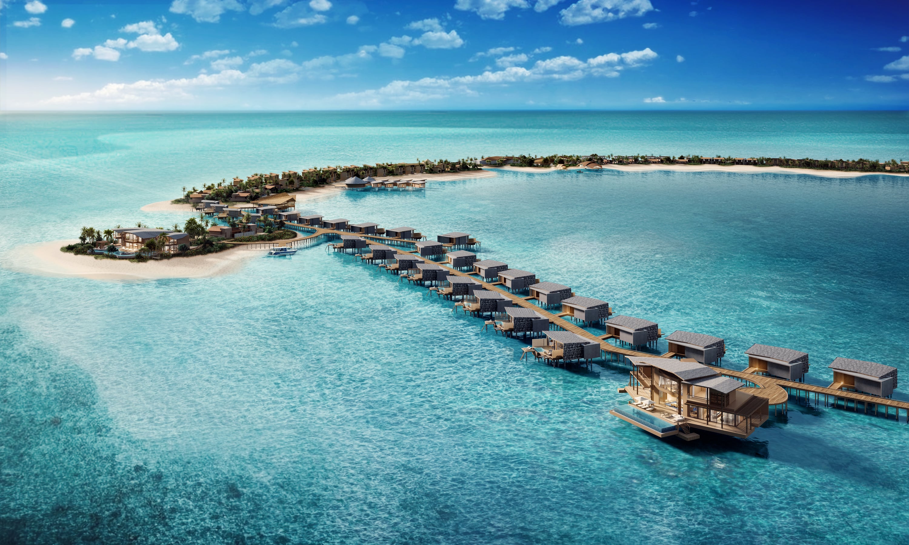 Aerial render of Hyatt Regency Samarafushi Maldives