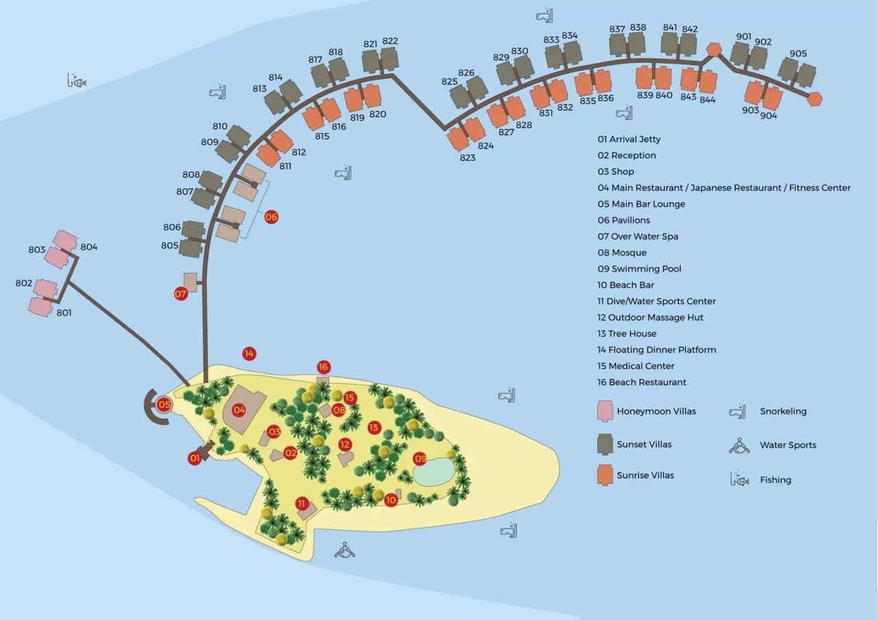 Adaaran Prestige Vadoo island map