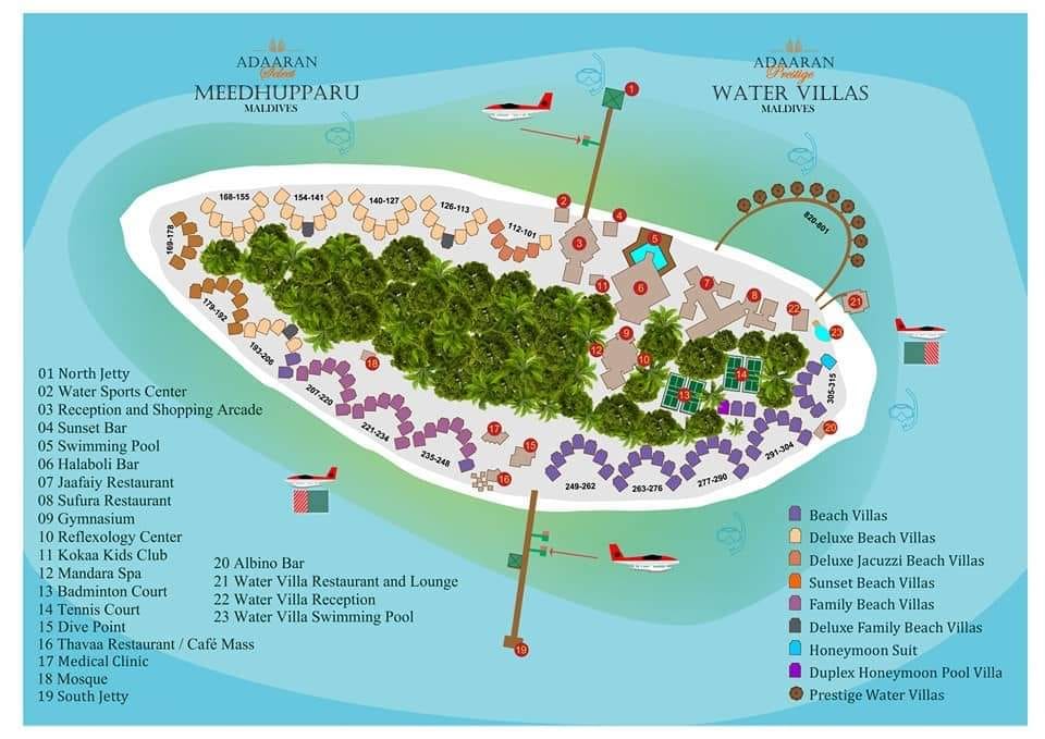Adaaran Prestige Water Villas island map