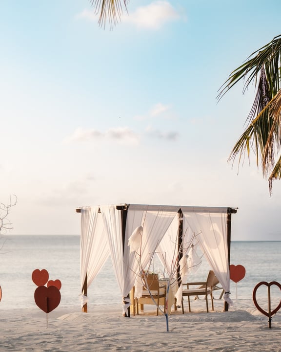 Photo by Adaaran Select Hudhuran Fushi on May 03, 2026. May be an image of heart, deck chair, beach, cabana and text.