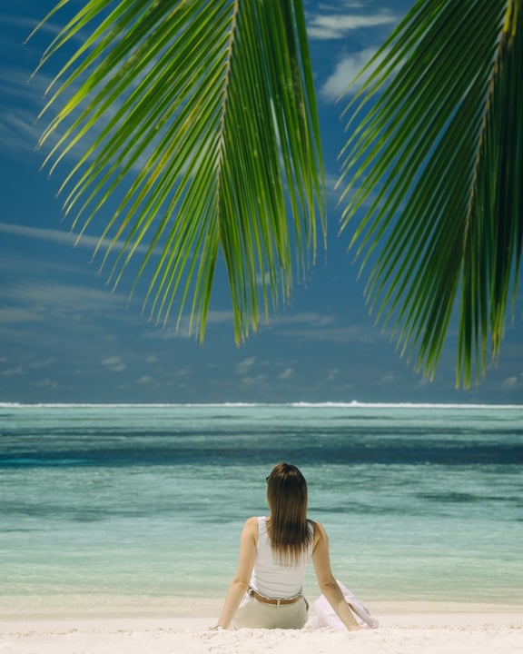 Photo by Adaaran Select Hudhuran Fushi on April 30, 2026. May be an image of beach, body of water, palm trees and text.