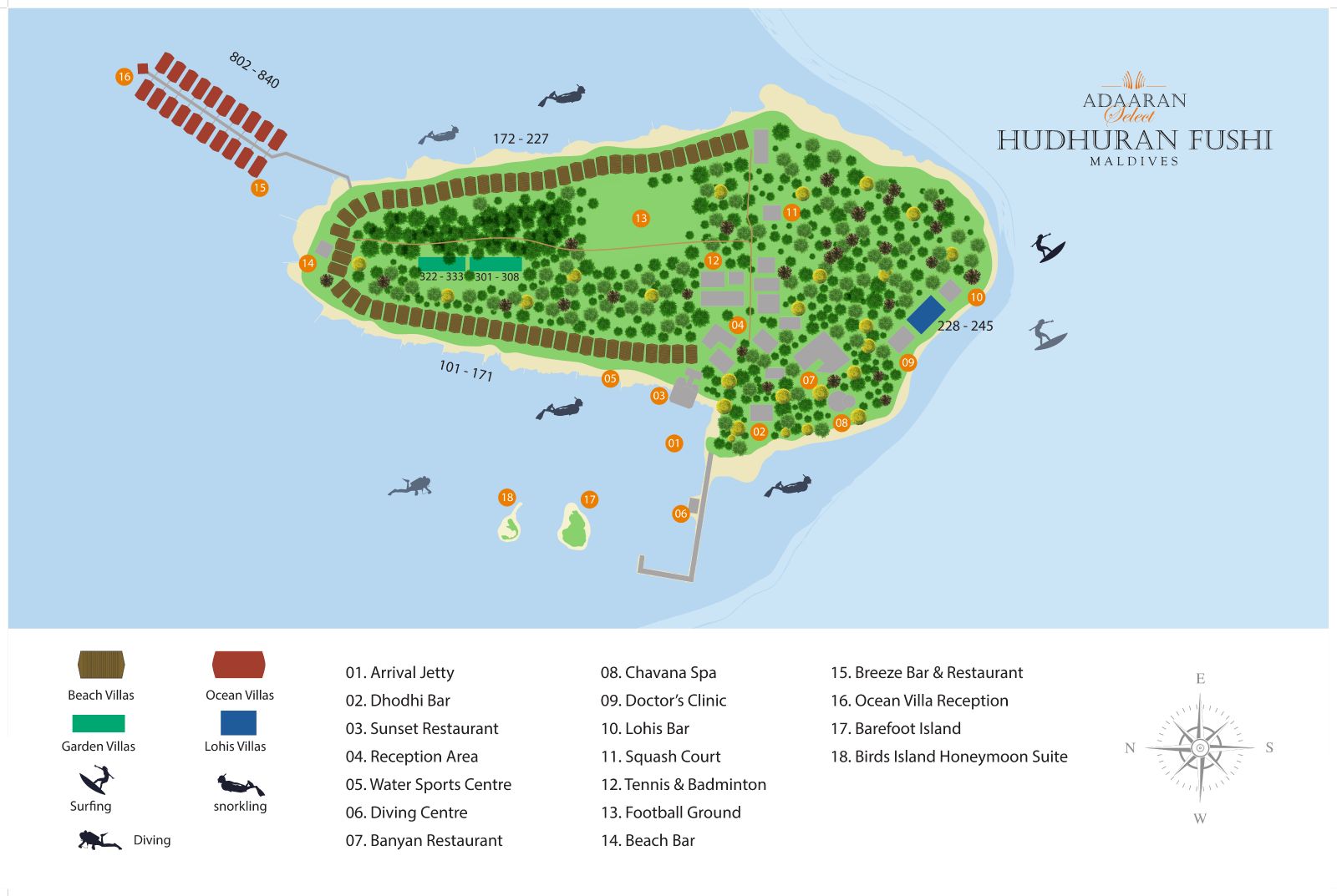 Adaaran Select Hudhuranfushi island map