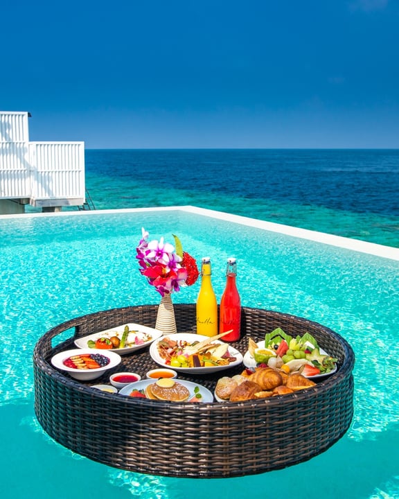 Photo by Amilla Maldives on August 11, 2026. May be an image of pool, cabana and text.