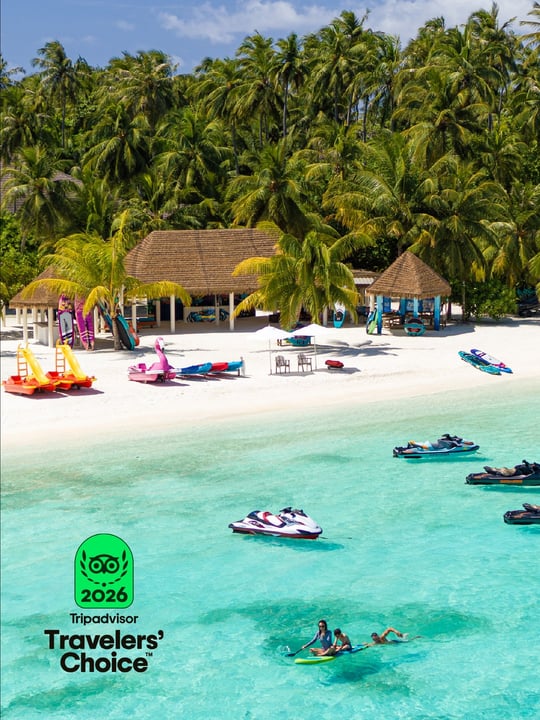Photo by Atmosphere Kanifushi Maldives in Atmosphere Kanifushi Maldives. May be an image of kayak, speedboat, body of water and text.