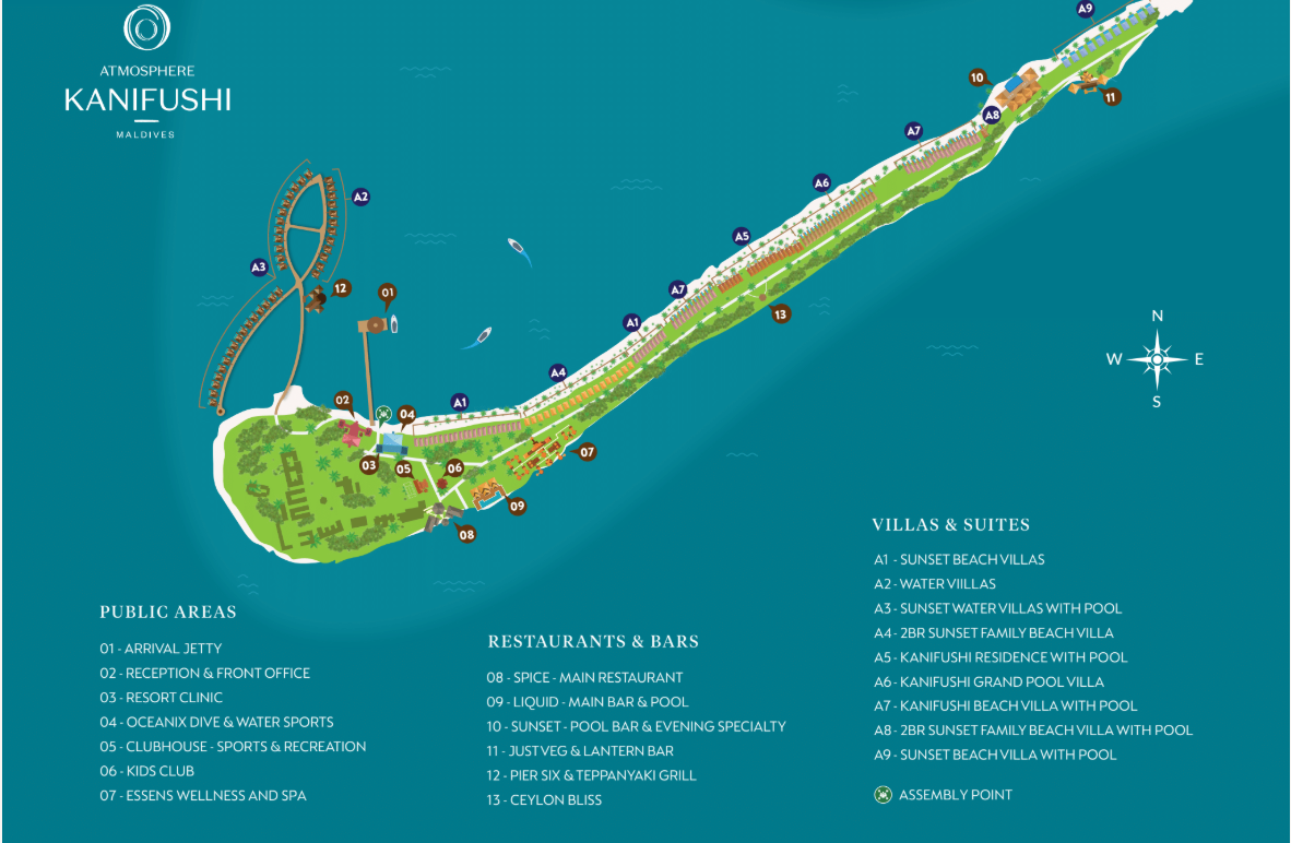 Atmosphere Kanifushi Maldives resort island map