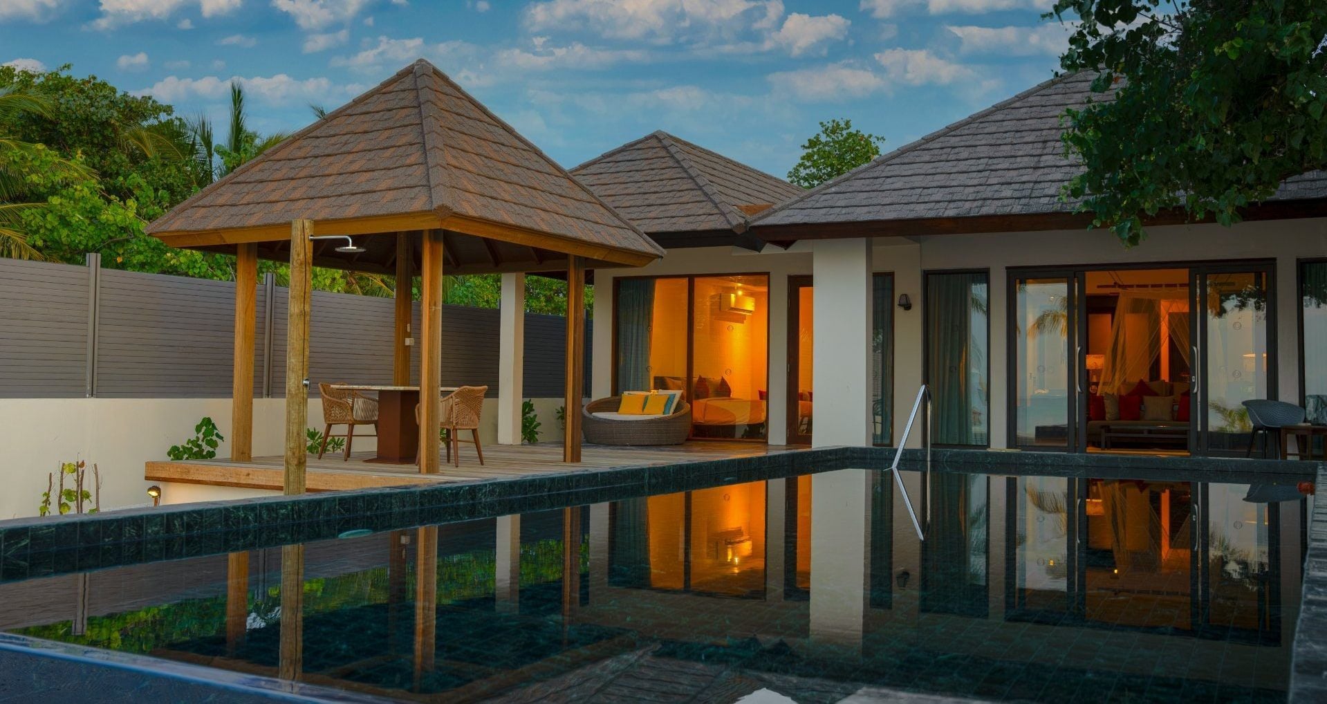 Two Bedroom Sunset Family Beach Villa with Pool im Atmosphere Kanifushi Maldives