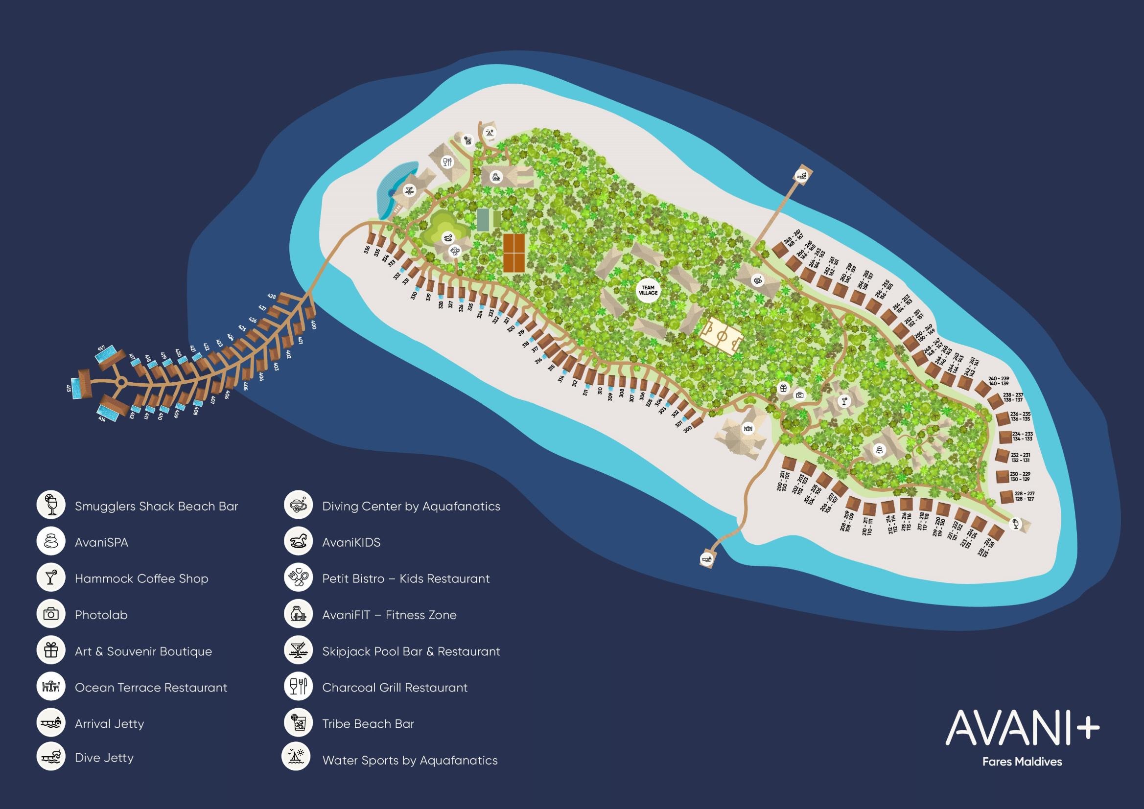 Avani+ Fares Maldives Resort island map