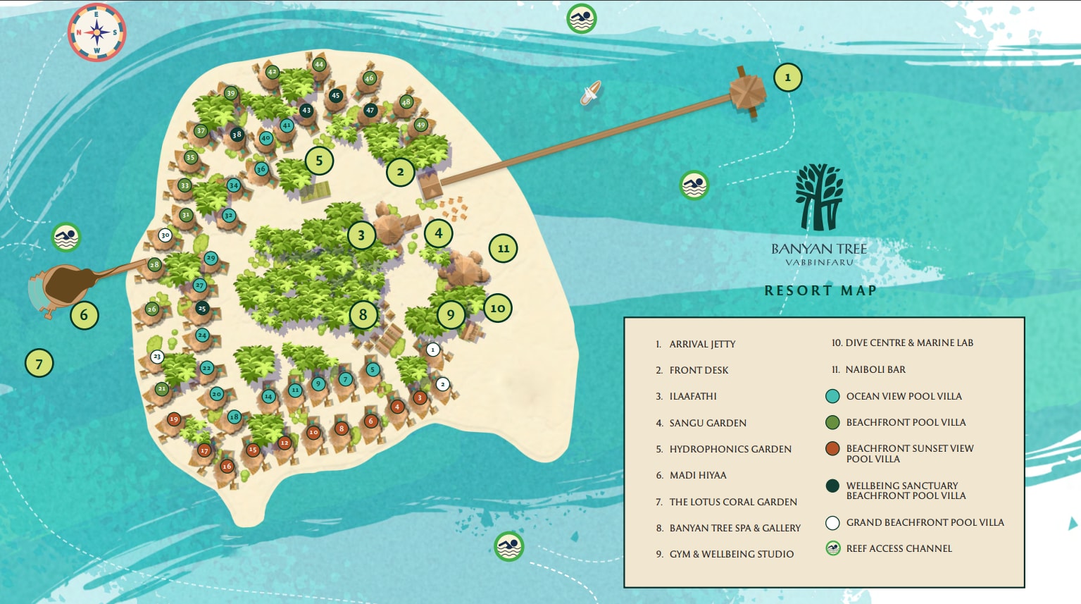 Banyan Tree Vabbinfaru resort map