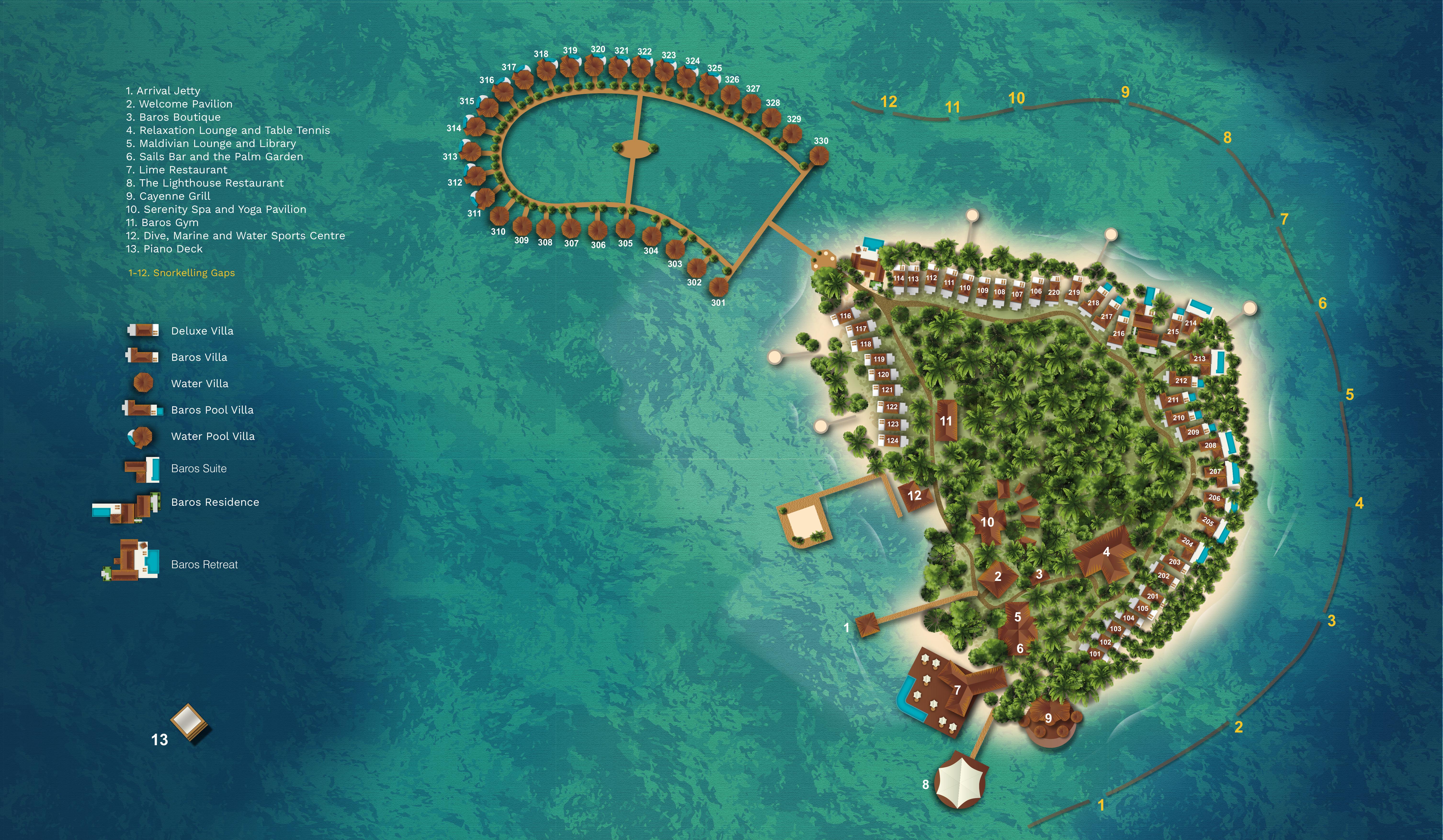 Baros Maldives island map