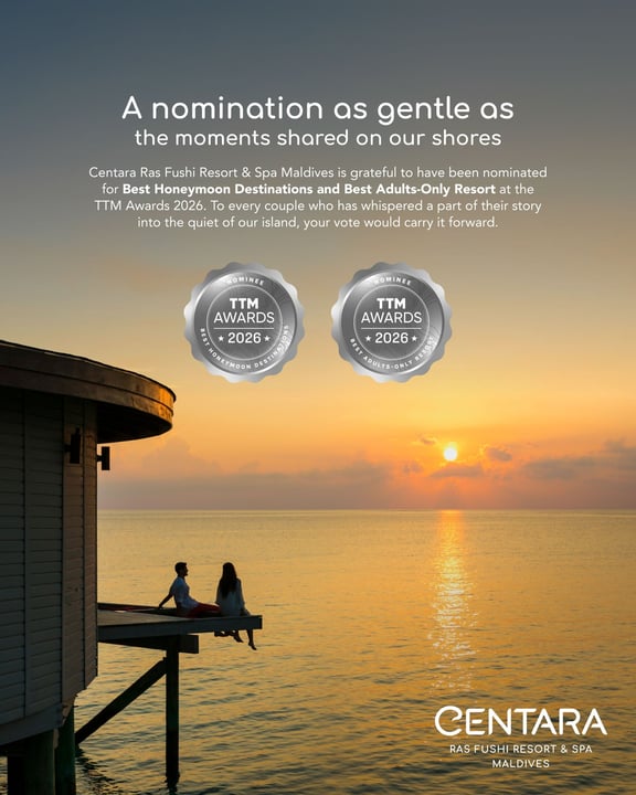 Photo shared by Centara Ras Fushi Resort & Spa Maldives on May 08, 2026 tagging @explorecentara. May be an image of outdoors and text that says "A nomination as gentle as the moments shared on our sho
