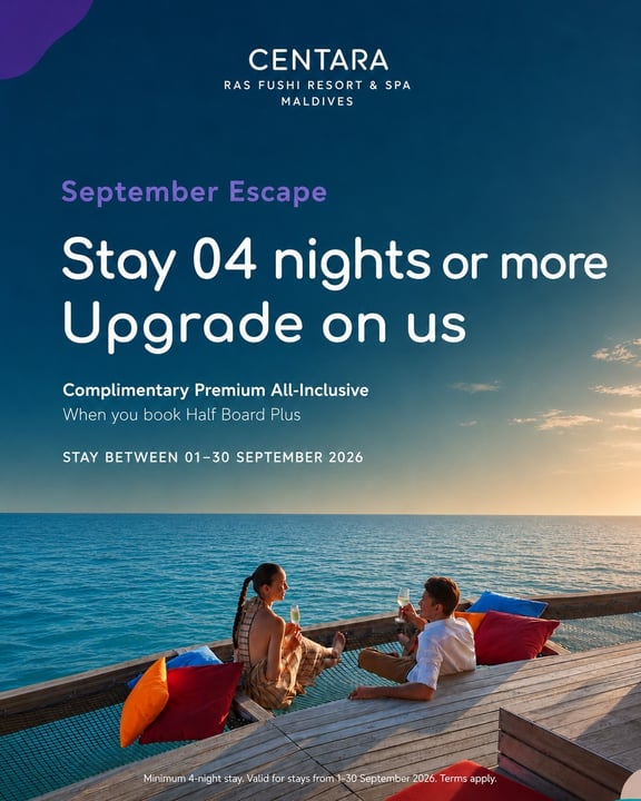 Foto geteilt von Centara Ras Fushi Resort & Spa Maldives am 26. August 2026, markiert @explorecentara. Könnte ein Bild von im Freien und Text sein, auf dem steht „CENTARA RAS FUSHI RESORT FUSHIRESORT ASFUSHIRESORT&S“