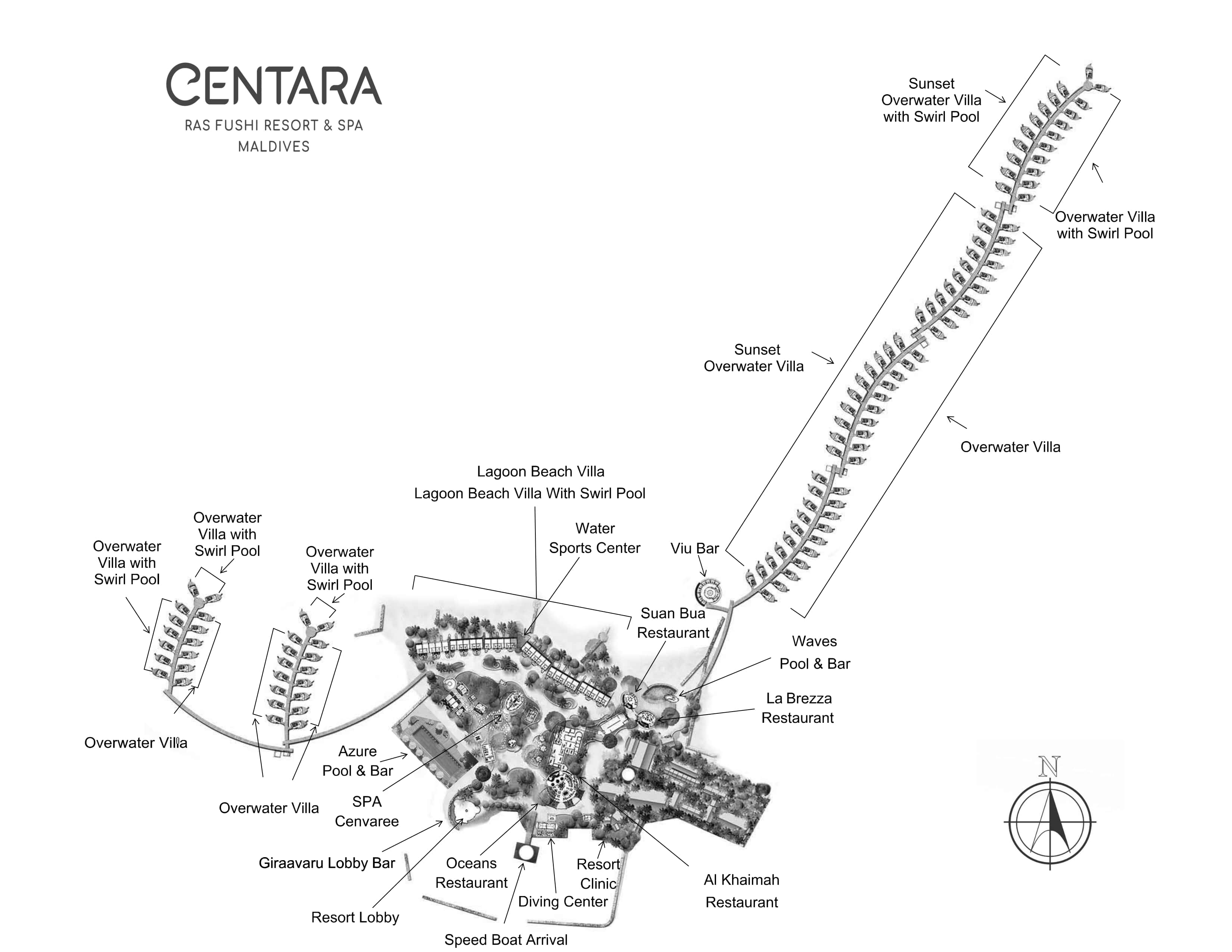 Centara Ras Fushi Resort & Spa island map