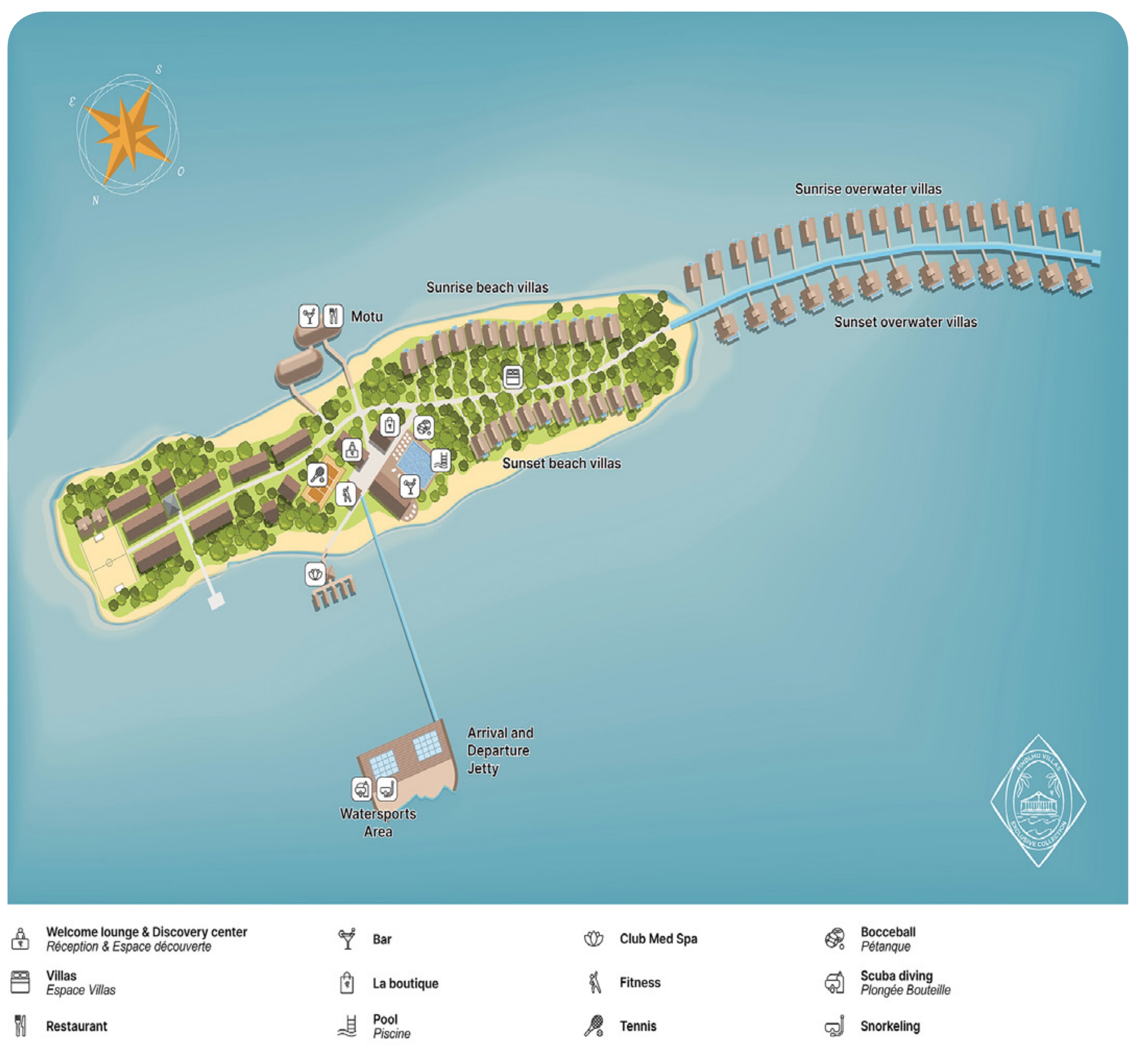 Club Med Finolhu Villas resort island map