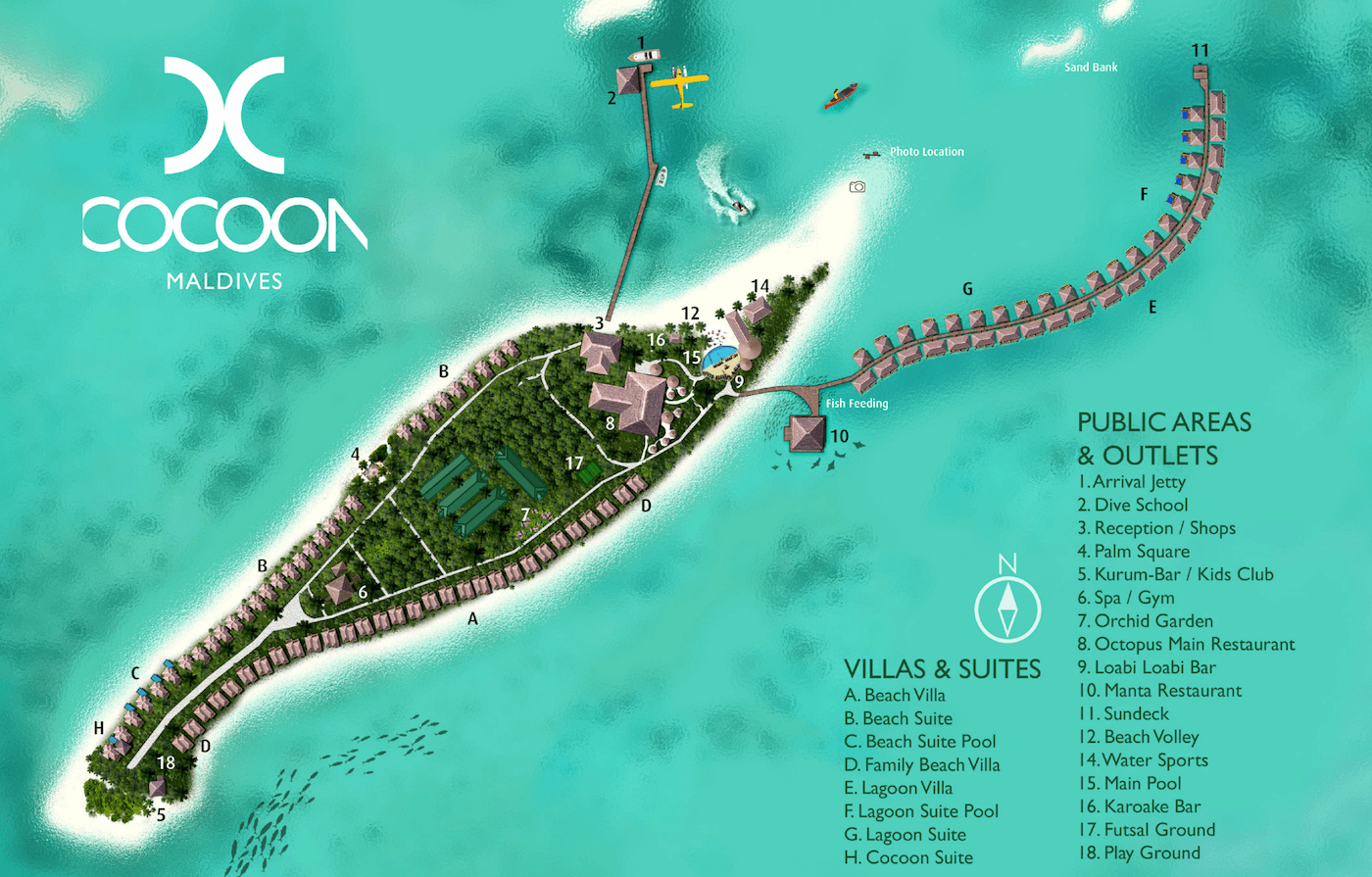 Cocoon Maldives island map