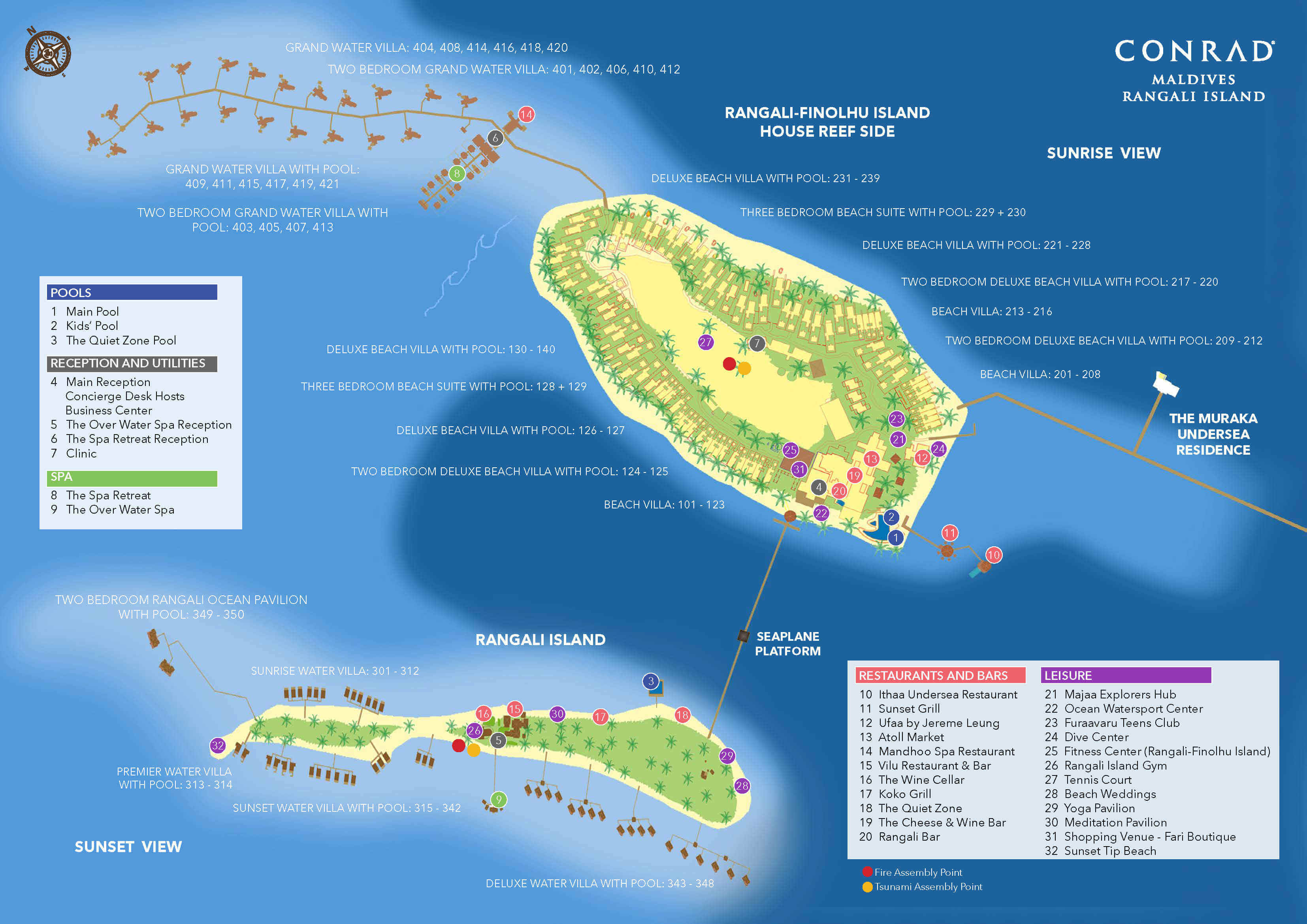 Conrad Maldives Rangali Island resort map