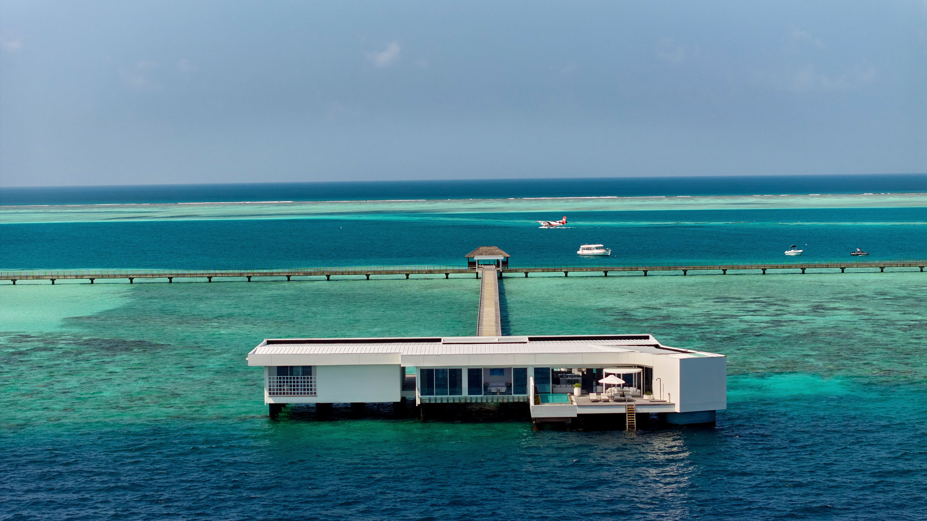 Luftaufnahme der The Muraka Residence im Conrad Maldives Rangali Island
