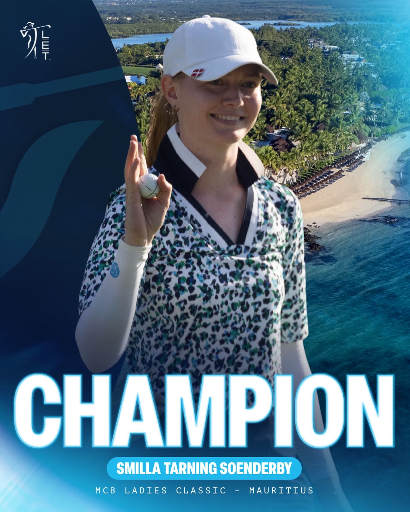 Photo shared by Ladies European Tour on May 03, 2026 tagging @smillasonderby, and @constancehotels. May be an image of golf, tennis player, poster, golf course and text that says "にきこい 第 Τ. LI CHAMPIO