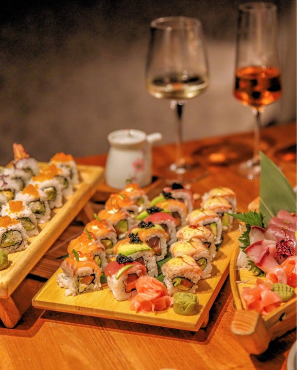 Photo by Cora Cora Maldives in Cora Cora Maldives. May be an image of sashimi, sushi, platter, buffet and text.