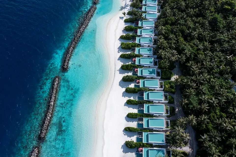 Beach villas viewed from the drone