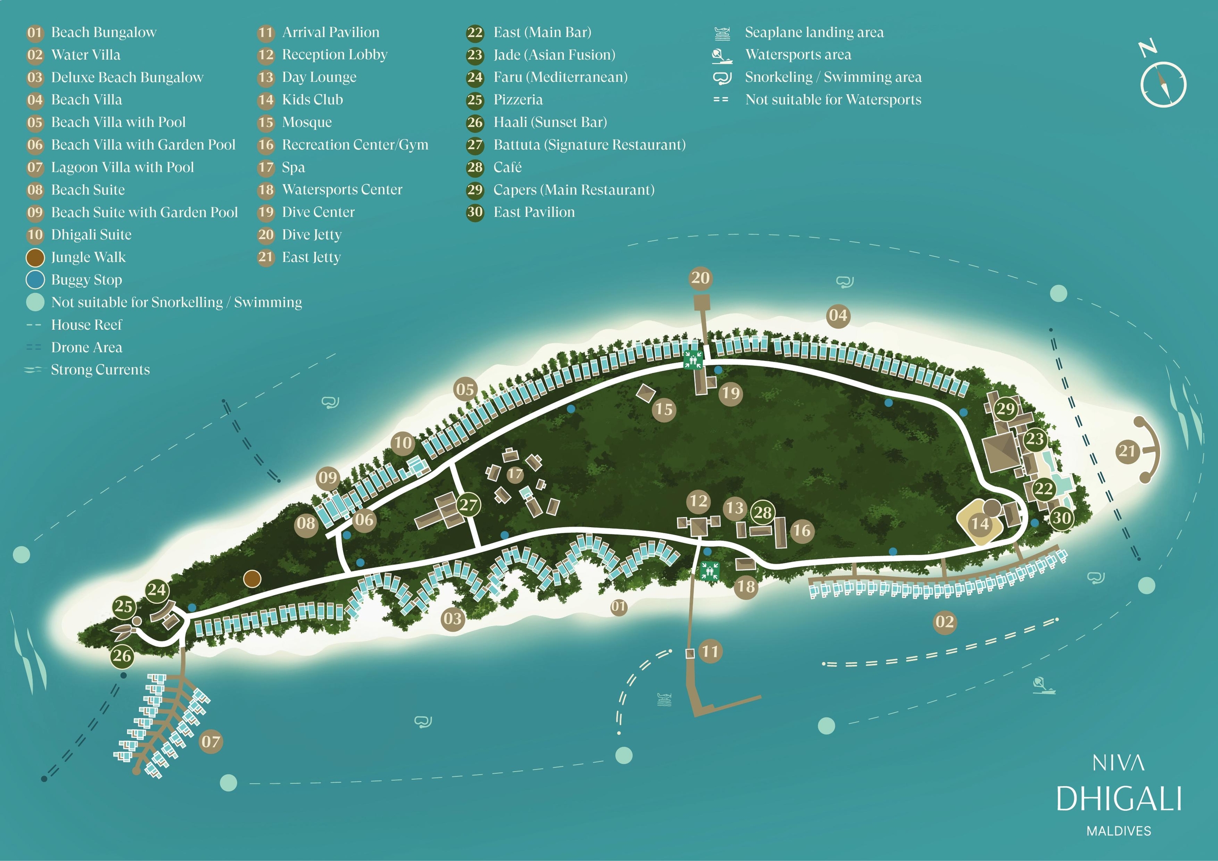 Dhigali Maldives island map