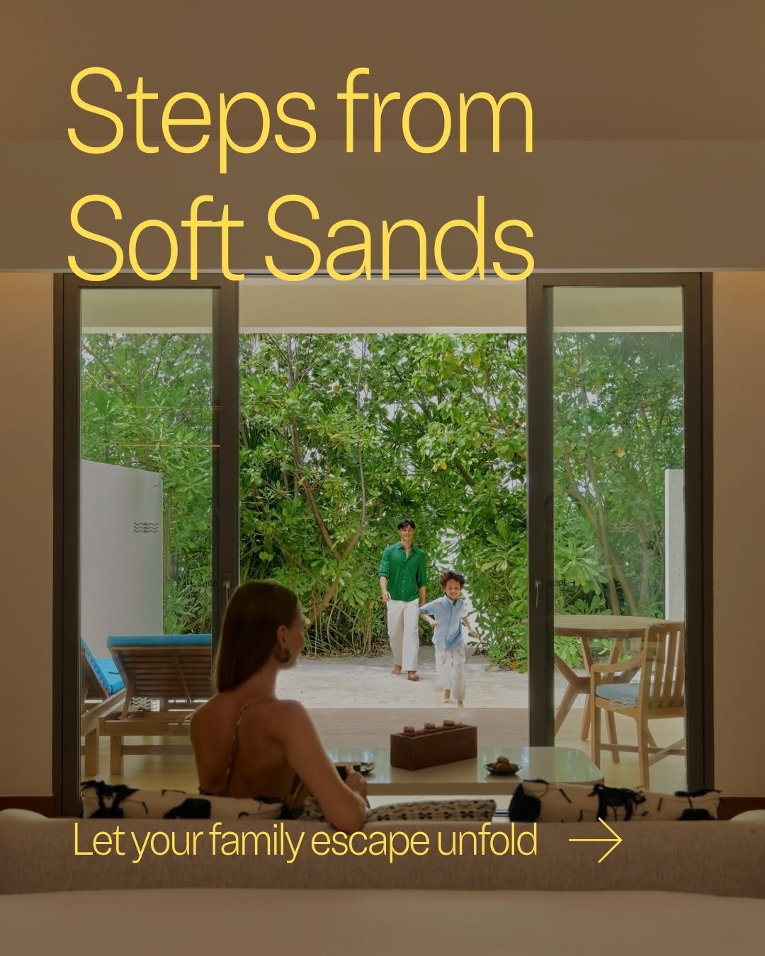 Une vie sans effort, des intérieurs chaleureux jusqu'au sable fin. 🏖️✨ ​
​
Conçue pour une transition fluide entre intérieur et extérieur, notre Beach Villa offre à vos proches l'espace pour se détendre, jouer et se retrouver. Sortez dire