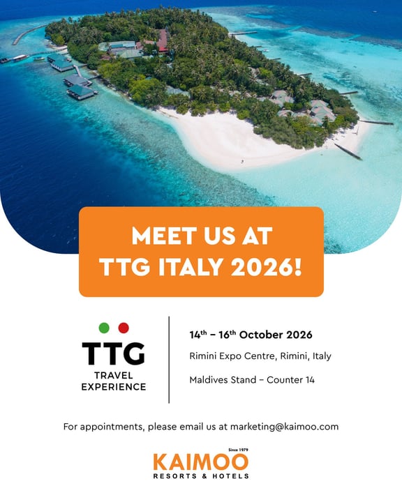 Retrouvez-nous au TTG Travel Experience Italy 2026 !⁠
Du 14 au 16 octobre.⁠
⁠
Contactez-nous par e-mail pour réserver votre rendez-vous !⁠
⁠
📧 marketing@kaimoo.com⁠
🌐 https://kaimooresortsandhotels.com⁠
⁠
#embuduvi