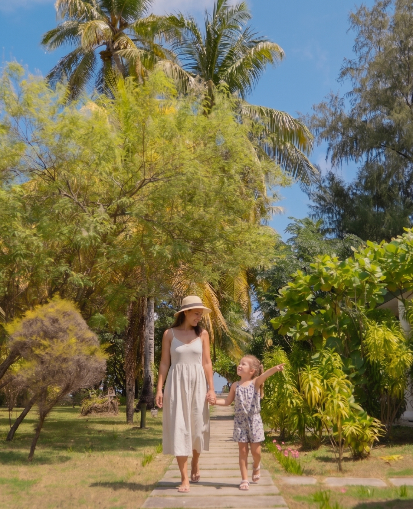 Photo by Equator Village Maldives on May 09, 2026. May be an image of baby, sundress, tree, outdoors and text.