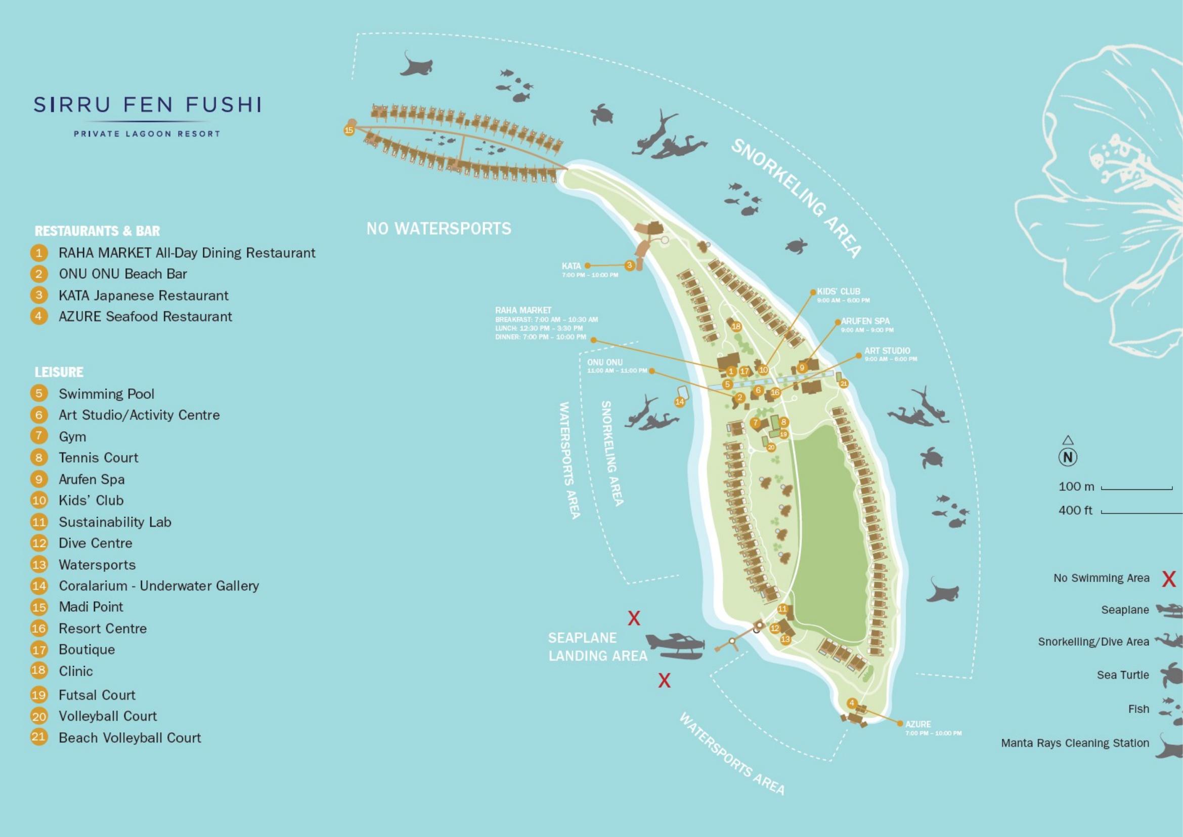 Sirru Fen Fushi (ex-Fairmont Maldives) island map