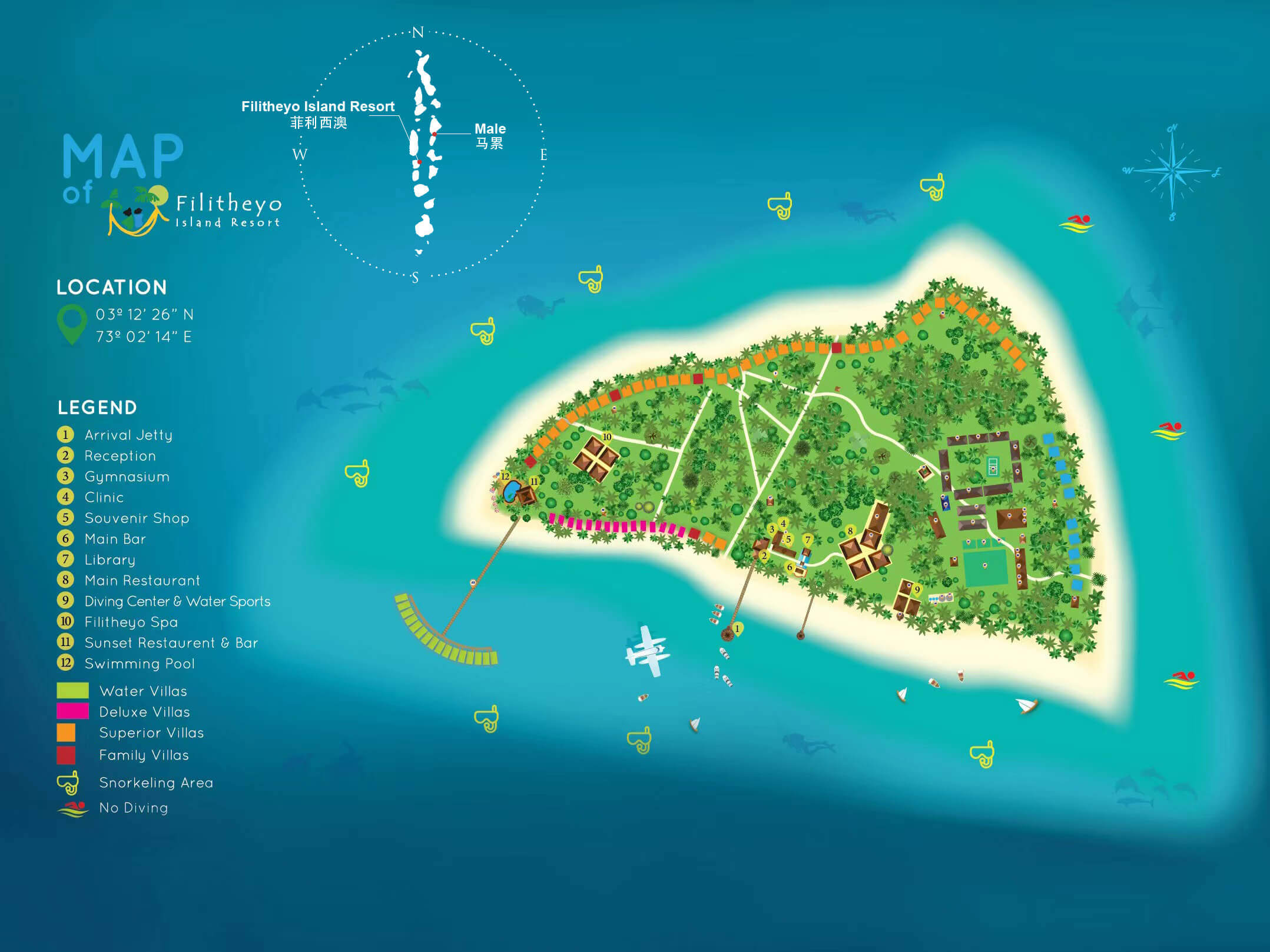 Filitheyo Island Resort Maldives island map