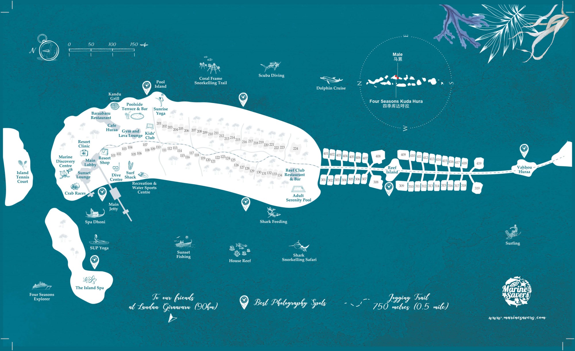 Four Seasons Kuda Huraa island map