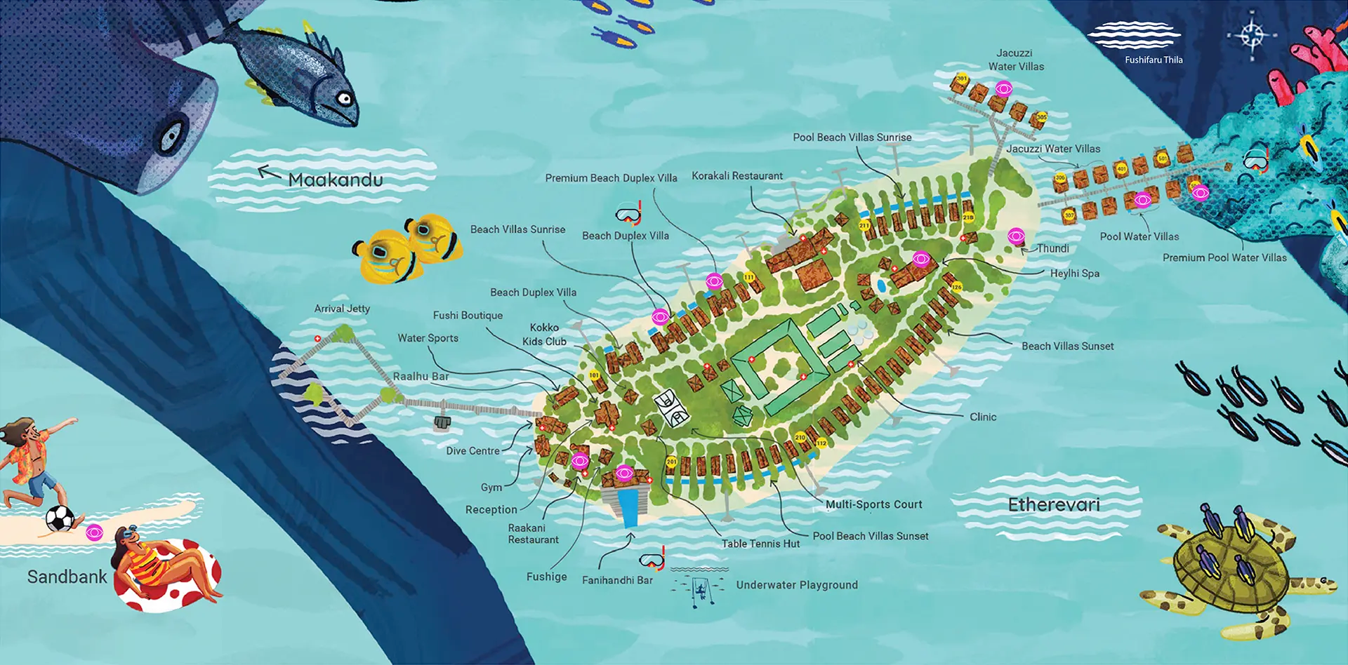 Fushifaru Maldives island map