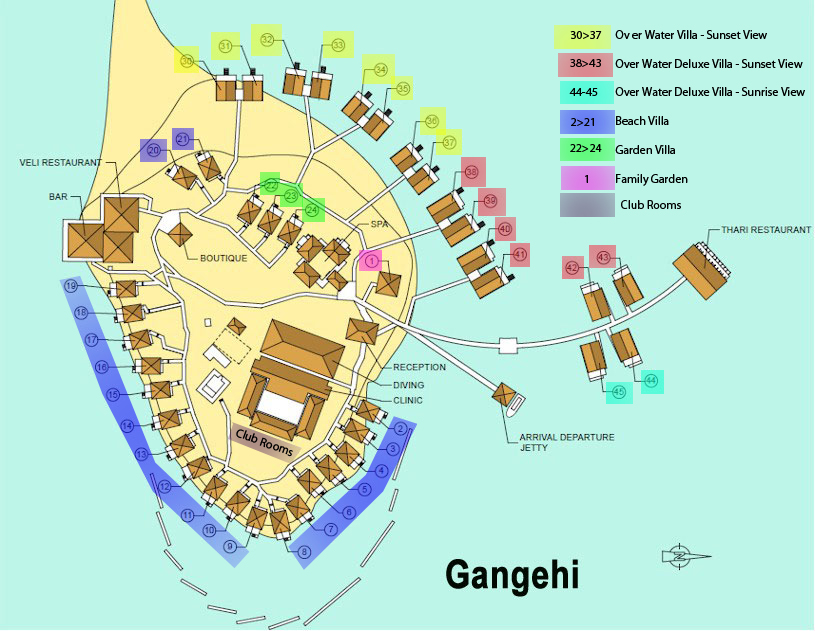 Carte de Gangehi Island Resort