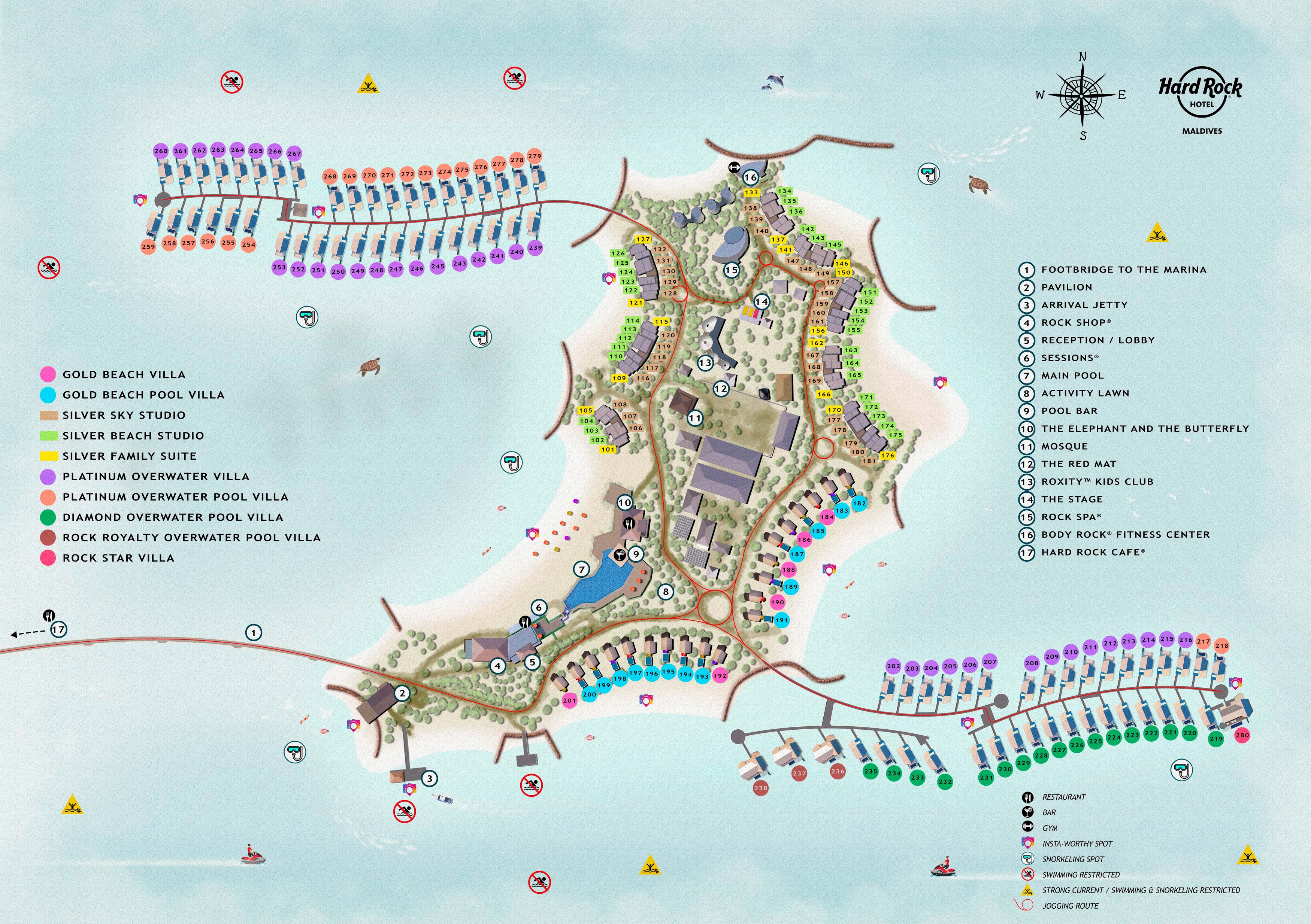 Hard Rock Hotel Maldives island map