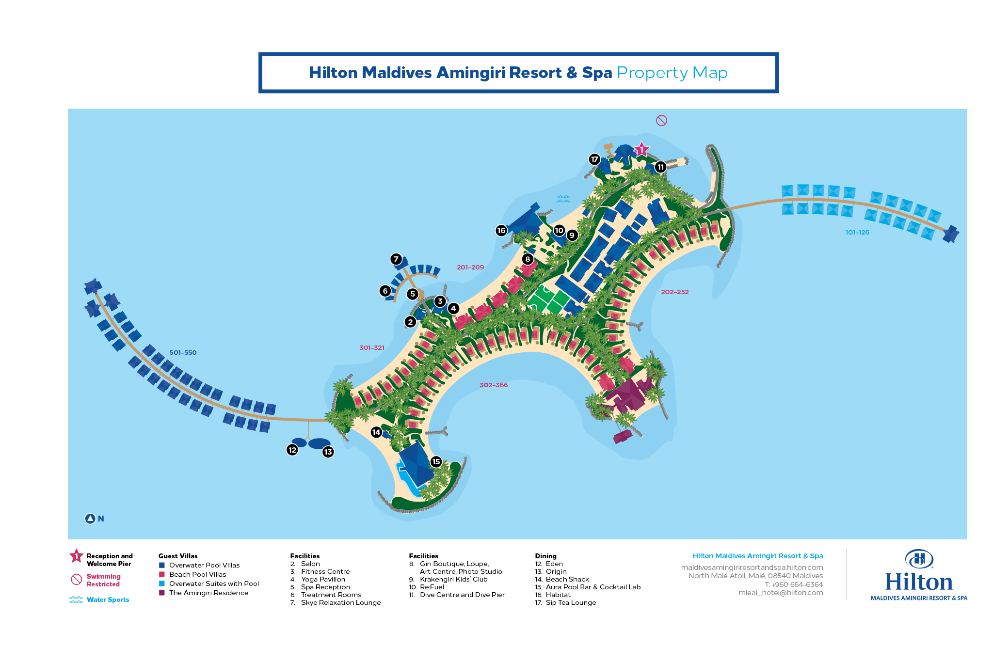 Hilton Maldives Amingiri island map