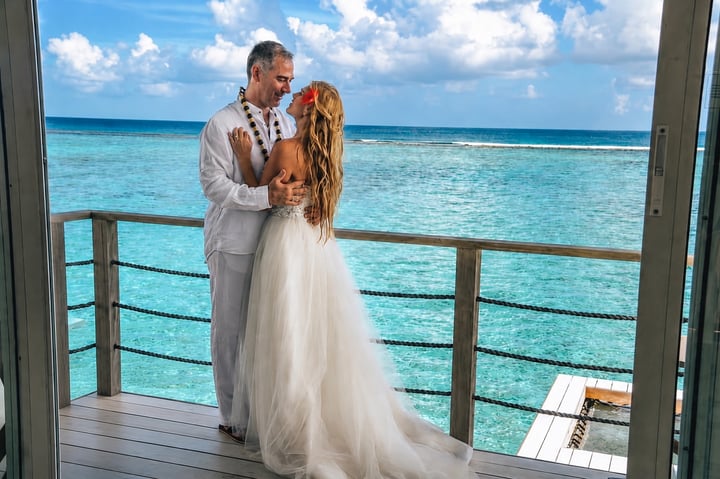 Photo by Giada e Gianluca in Maldive with @holidayinnresortmaldives. May be an image of wedding and text.