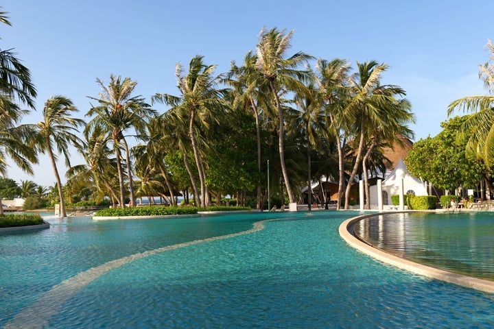 Photo by Holiday Inn Resort Maldives on June 18, 2026. May be an image of pool, outdoors, cabana and text.