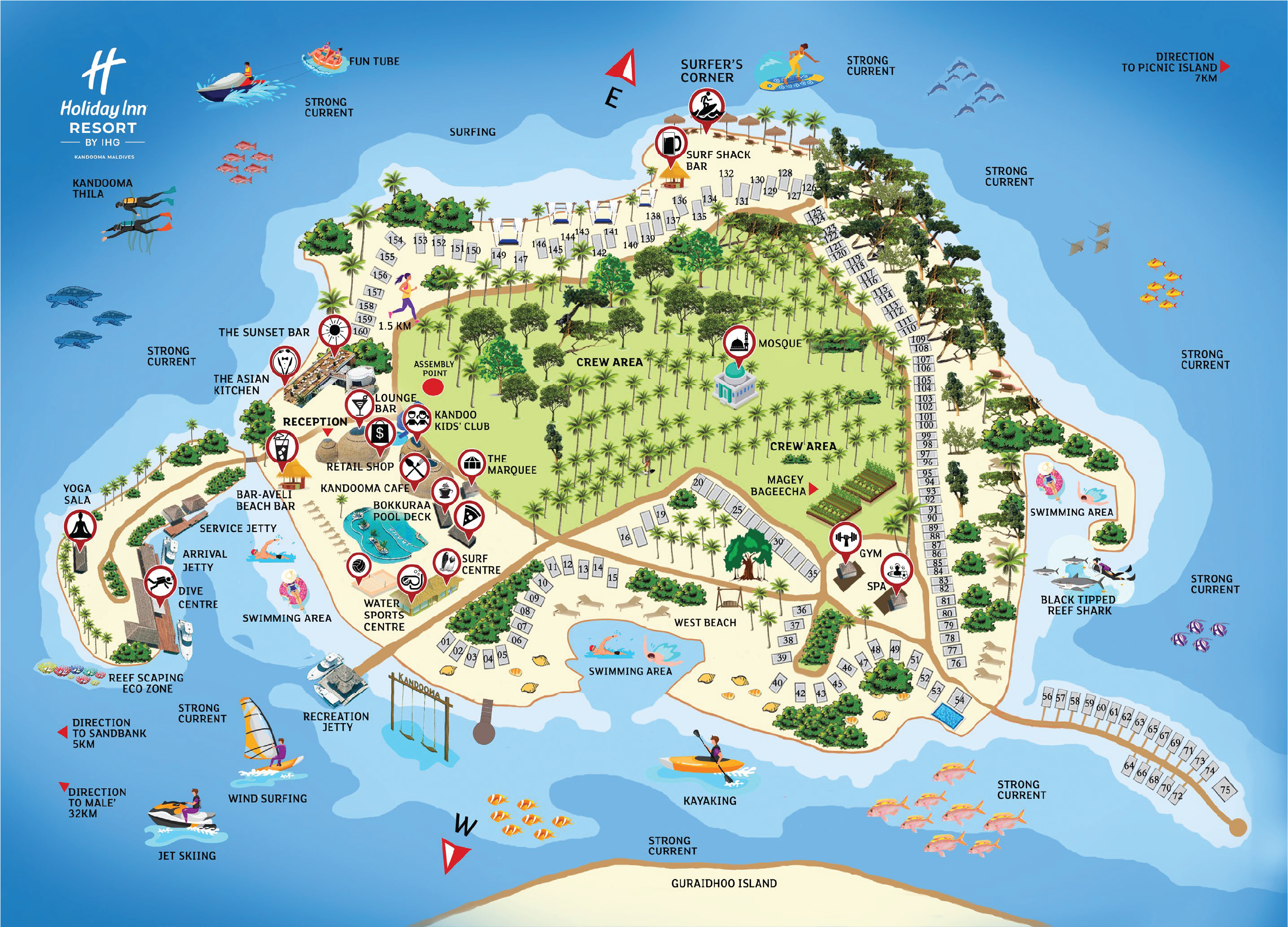 Holiday Inn Resort Kandooma Maldives island map