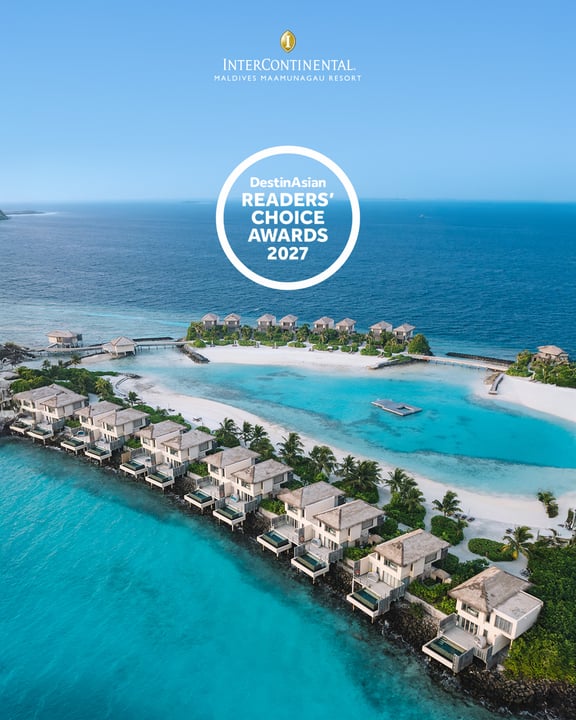 Photo by InterContinental Maldives on August 10, 2026. May be an image of ‎beach and ‎text that says "‎INTERCONTINENTAL MALDIVES MAAMUNAGAU HALDIVESMAAMUNAGAURESORT RESORT DestinAsian READERS' CHOICE 