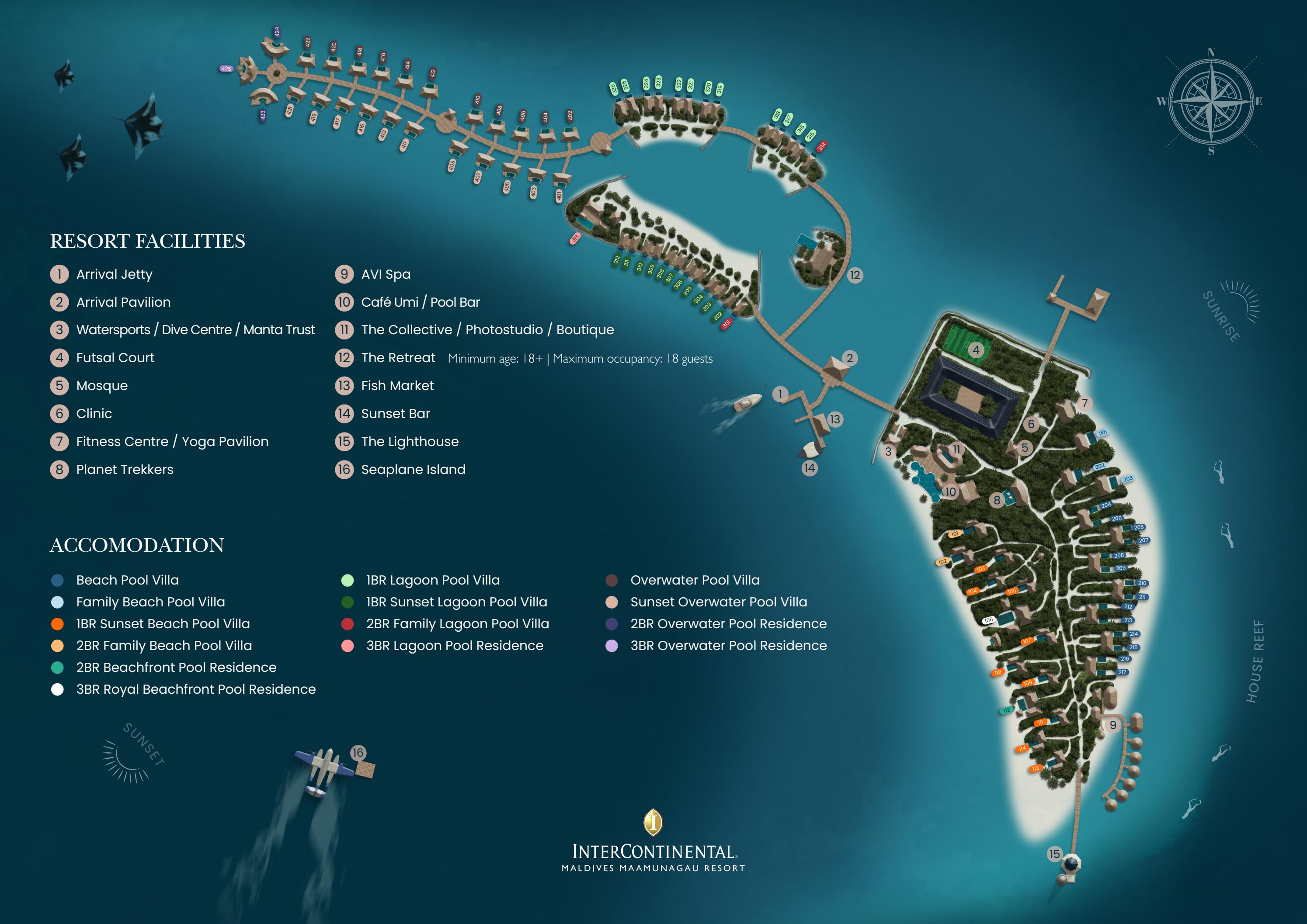 InterContinental Maldives Maamunagau island map