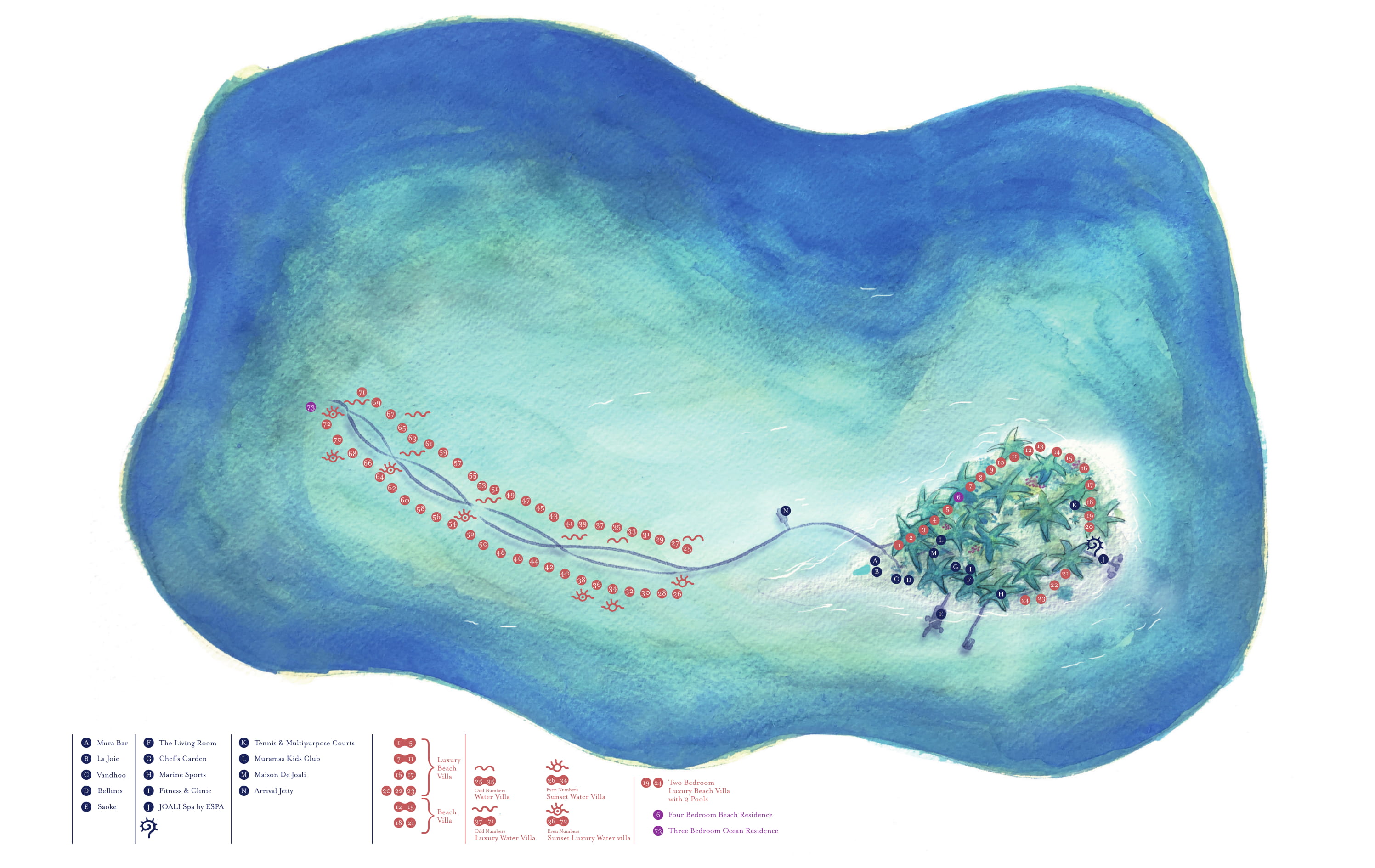 JOALI Maldives island map