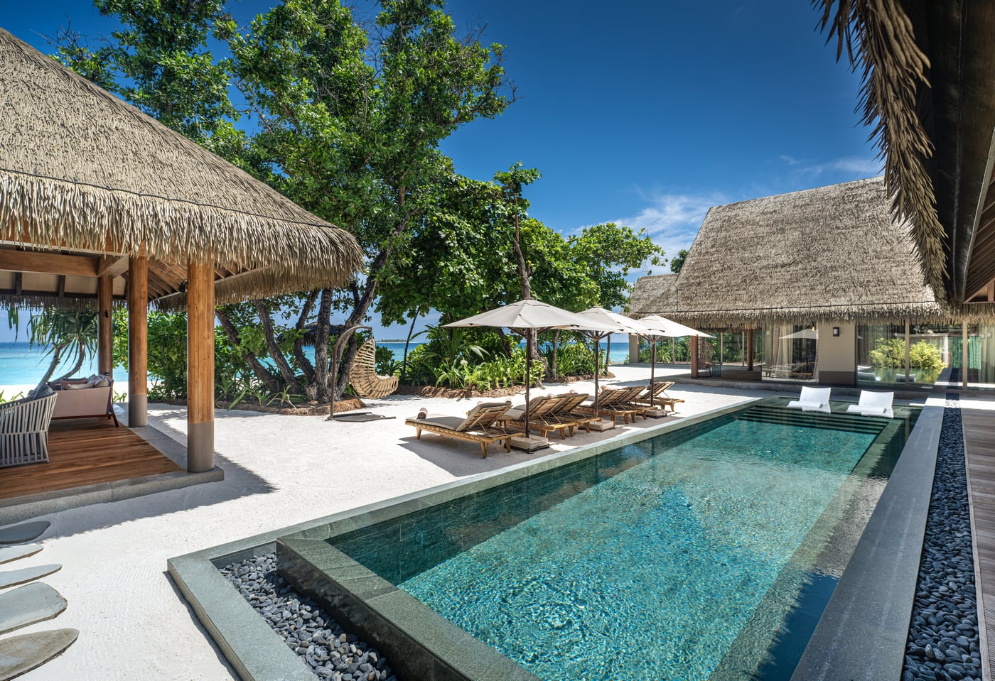 Three Bedroom Beach Residence with Pool – Poolblick im JOALI Maldives