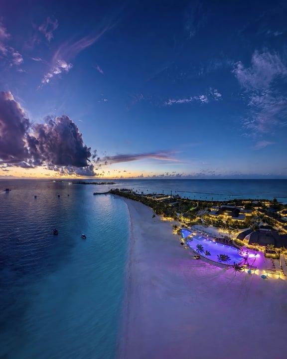 Joy Island Maldives, resort, night, Hotel, all inclusive, atoll, holiday, vacation, travel, Drone photography