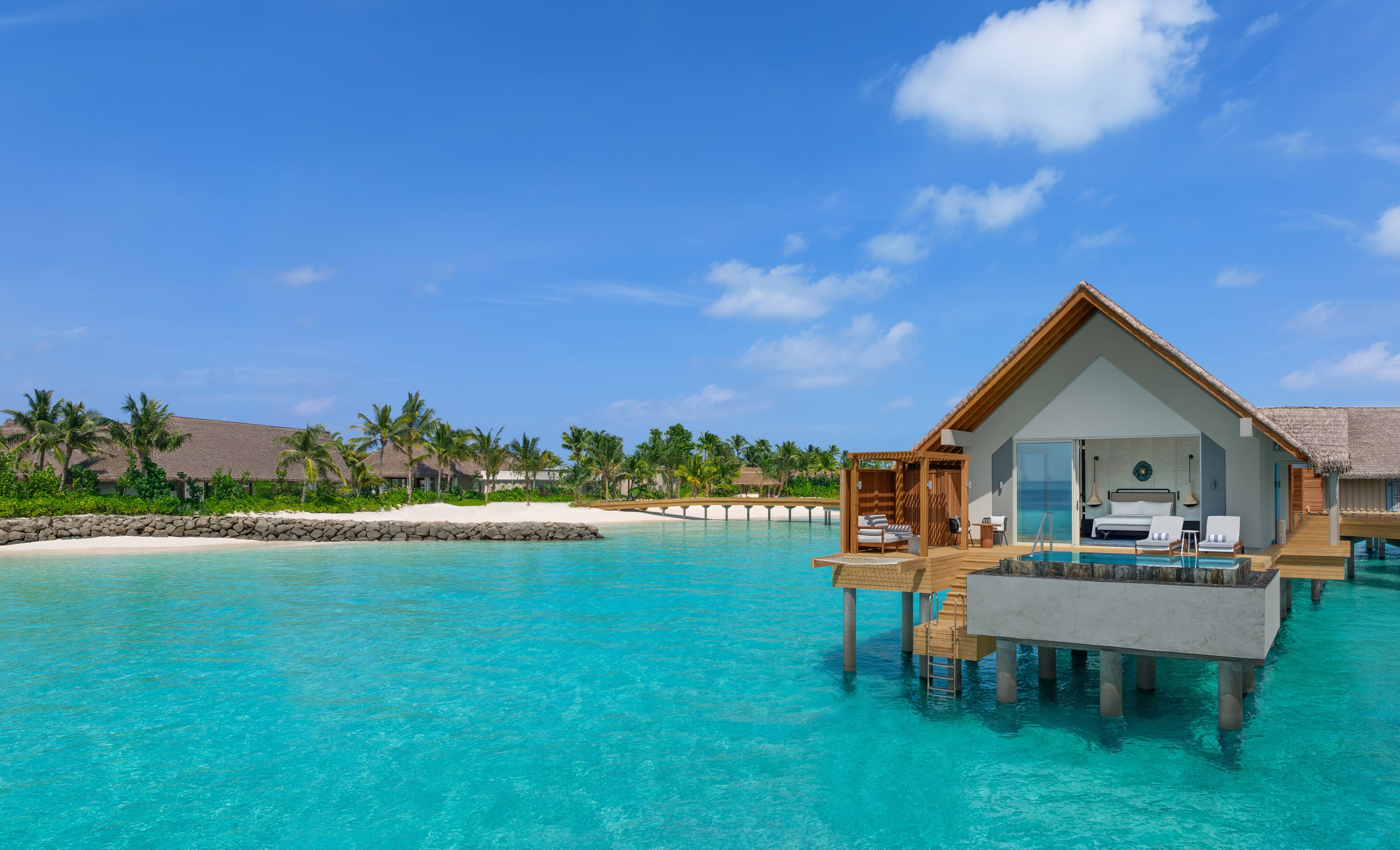 Overwater villa exterior at JW Marriott Maldives Kaafu Atoll Island Resort