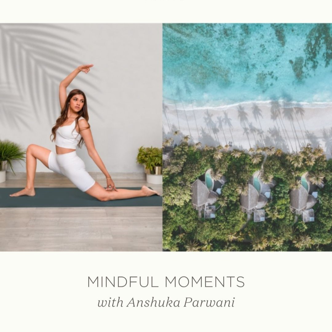 Photo shared by JW Marriott Maldives Resort & Spa on August 06, 2026 tagging @anshukayoga. May be an image of yoga, activewear, sportswear and text that says "MINDFUL MOMENTS with Anshuka Parwani".
