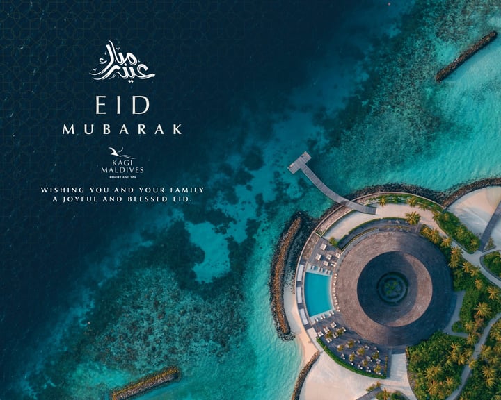 Photo by Kagi Maldives Resort & Spa in Kagi Maldives. May be an image of ‎text that says "‎Aie عينيت EID MUBARAK KAGI MALDIVES WSORTANDL WISHING YOU WISHINGYOUANDYOURFAMILY AND YOUR FAMILY JOYFUL AJOY