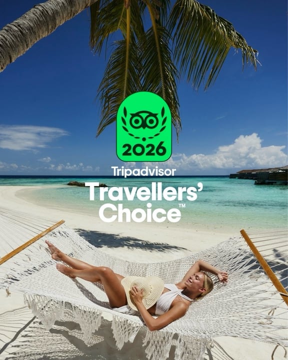 Foto von Kagi Maldives Resort & Spa vom 21. Juni 2026. Möglicherweise ein Bild von Magazin und Text mit der Aufschrift „00 2026 Tripadvisor Travellers Choice™ อน +“.