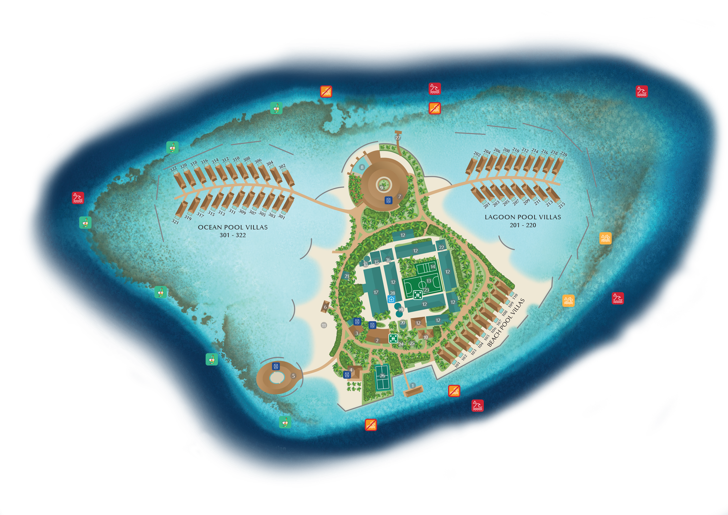 Kagi Maldives Spa Island resort map