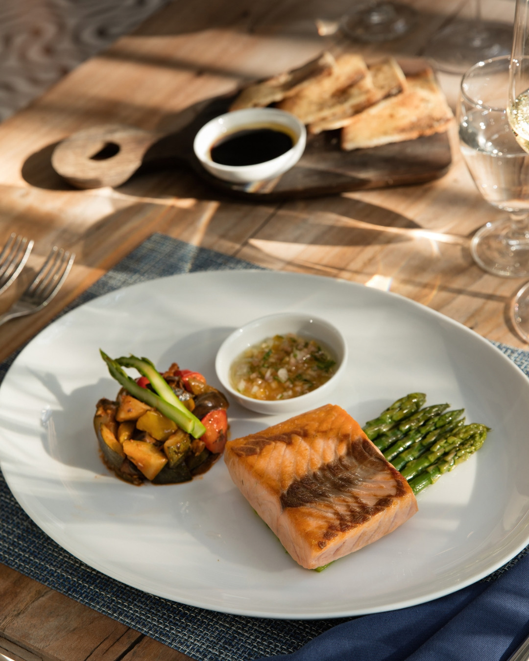 Photo by Kandima Maldives on August 12, 2026. May be an image of smoked salmon, fillet, asparagus, salmon and text.
