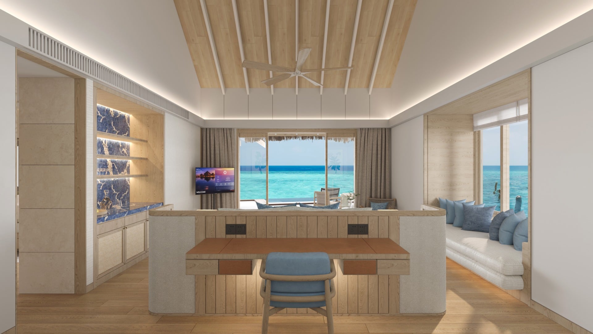Water Bungalow mit Pool in Niva Kuramathi
