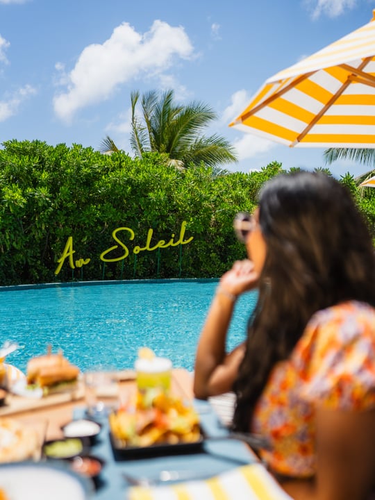 Photo shared by Le Méridien Maldives Resort & Spa on June 15, 2026 tagging @visitmaldives, @lemeridienhotels, @marriottintl, and @marriottbonvoy. May be an image of umbrella, pool, cabana, outdoors an